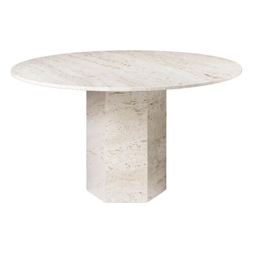 GUBI table ronde EPIC DINING TABLE Ø 130 cm (Neutral White - Travertin)