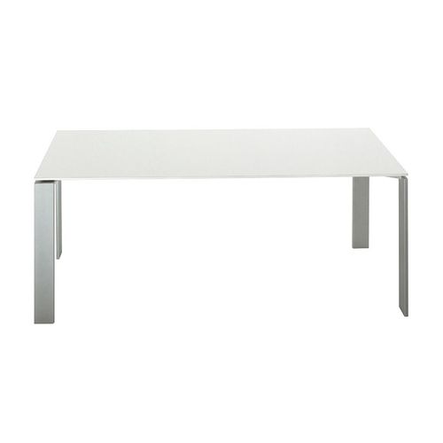 Kartell Table Four Soft Touch 158x79xh72 Cm (Plateau Blanc - Pieds Aluminium - Plateau En Laminé Soft Touch Anti-Rayures Et Pieds En Acier Verni)
