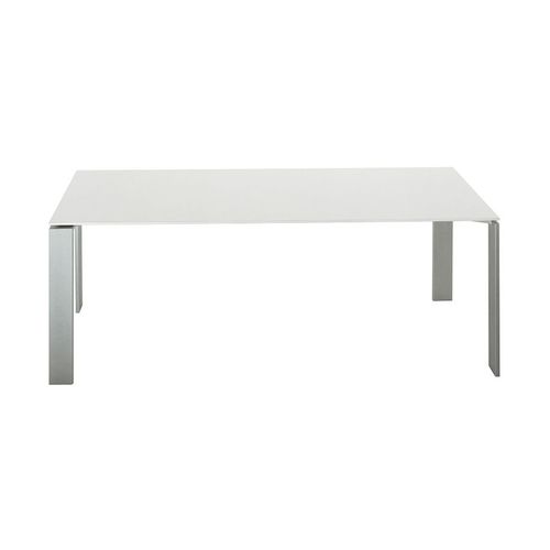 Kartell Table Four Soft Touch 190x79xh72 Cm (Plateau Blanc - Pieds Aluminium - Plateau En Laminé Soft Touch Anti-Rayures Et Pieds En Acier Verni)