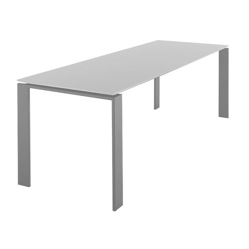 Kartell Table Four Soft Touch 223x79xh72 Cm (Plateau Blanc - Pieds Aluminium - Plateau En Laminé Soft Touch Anti-Rayures Et Pieds En Acier Verni)