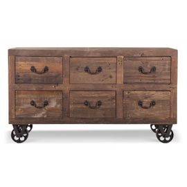 Commode Roues Bois 147x45x84cm - Marron