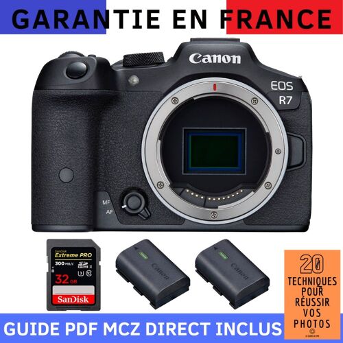 Canon EOS R7 + 1 SanDisk 32GB Extreme PRO UHS-II SDXC 300 MB/s + 2 Canon LP-E6NH + Guide PDF MCZ DIRECT '20 TECHNIQUES POUR RÉUSSIR VOS PHOTOS'