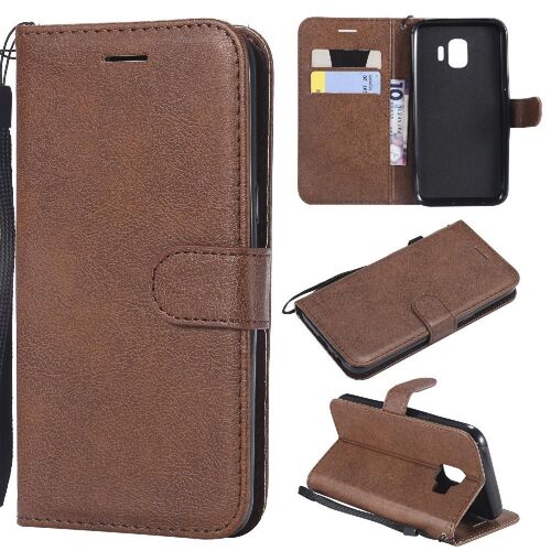 Flip Étui Pour Samsung Galaxy J2 Core Avec Fente Pour Carte Couleur Solide Classique Cuir De Haute Qualité Étui De Téléphone Portefeuille D'affaires - Le Brun