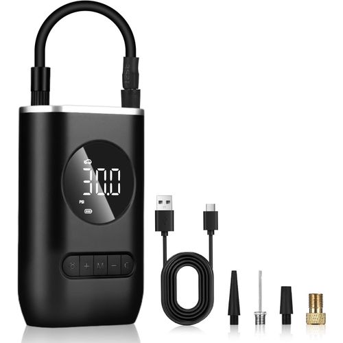 CHAAS-Gonfleur Pneus Voiture sans Fil, 4000mAh Mini Compresseur à Air Portatif 150 PSI, Pompe à Vélo Électrique avec Lumière LED et Type-C Charge pour Voiture, Moto, Vélo, Balle