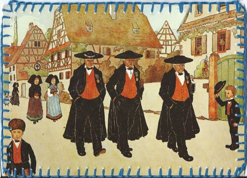 France, Belle Carte Postale, L'alsace Merveilleuse De Ahnsi - "Quand Les Anciens Se Promènent", Utilisée - Écrite.