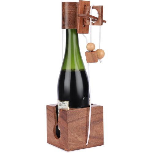 FEW-Puzzle de Bouteille de Vin en Bois - Casse Tête Stimulant 3D Support de Verrouillage pour Adultes pour Amateurs de Vin Décoration de Table Basse Rustique