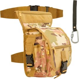 FEW-SEIBUR® Sac banane imperméable avec mousqueton pour voyage, randonnée, moto, militaire, équitation, pêche, chasse, etc., Militaire, Sac de jambe tactique militaire