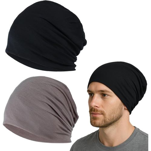 Few-2 Pack Bonnet Slouchy, Bonnet Turban Chimio Femme Coton Stretch Bonnet De Nuit Chapeaux Bandeau Foulard Chimio Mode Musulmanes Pour Perte De Cheveux Cancer Sortie Vacances