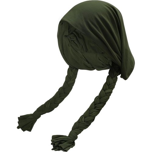 Few-Bandeau Chimio Pré-Noué Pour Femme - Bonnet Léger - Couverture Tête De Mort (Vert Militaire Tressé), Tresse Vert Armée, Taille Unique
