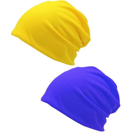 Few-2 Pack Bonnet Turban Chimio Femme Coton Stretch Bonnet De Nuit Chapeaux Bandeau Foulard Chimio Mode Musulmanes Pour Perte De Cheveux Cancer Sortie Vacances, Jaune Et Bleu