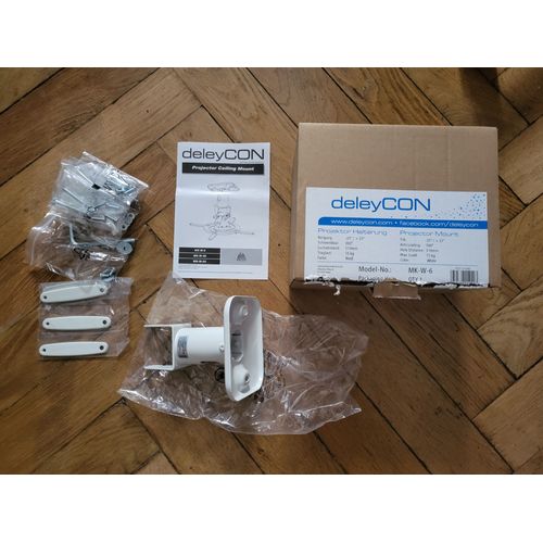 deleyCON Support de Plafond pour Projecteur Universel Beamer +-25° - Pivotant à 360° - Jusqu'à 15 Kg - Distance de Plafond 215mm