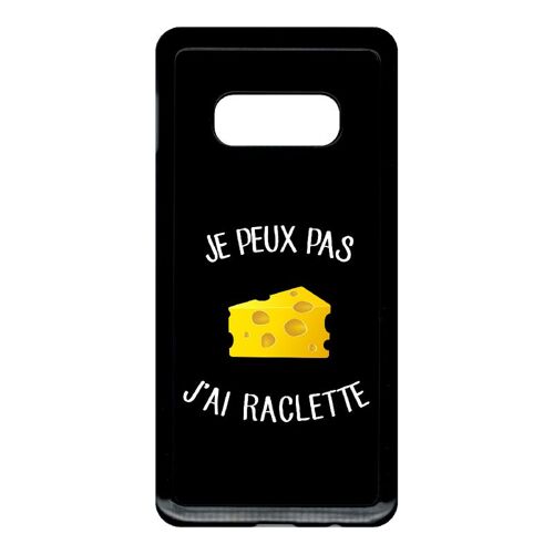 Coque Pour Smartphone - Je Peux Pas J Ai Raclette Fond Noir - Compatible Avec Samsung Galaxy S10e - Plastique - Bord Noir