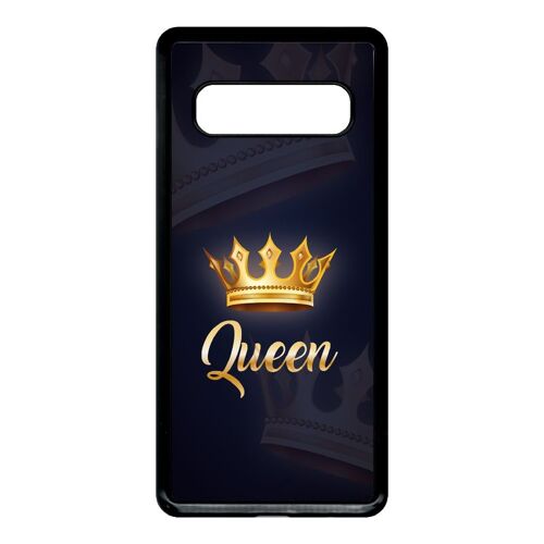 Coque Pour Smartphone - Queen Fond Noir - Compatible Avec Samsung Galaxy S10 - Plastique - Bord Noir