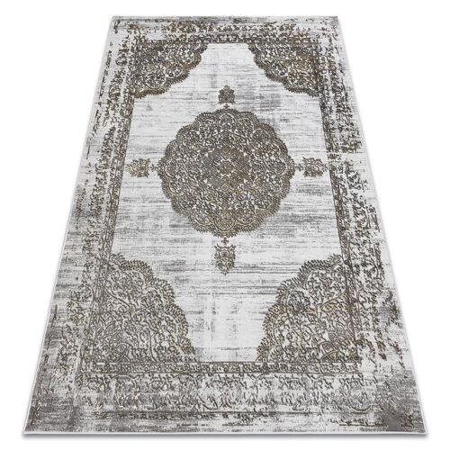 160x220 Cm Tapis Lira E1468 Rosette, Structuré, Moderne, Glamour - Gris / Or
