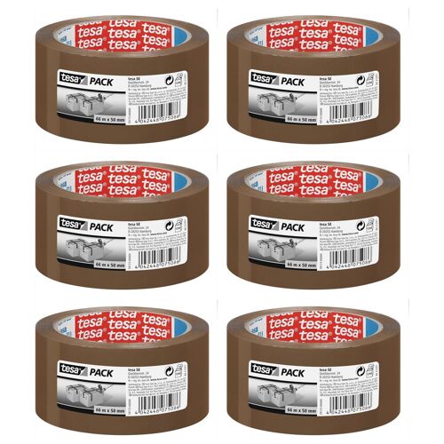 tesa Lot de 6 Adh¿sifs d'emballage PP tesapack 66m x 50mm Marron