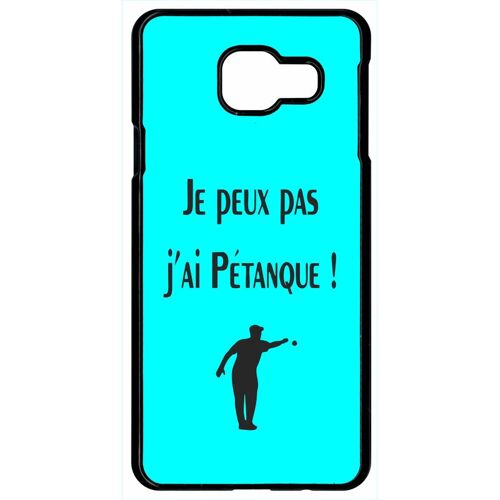 Coque pour smartphone - Je peux pas j ai petanque turquoise - compatible avec samsung Galaxy A9 (2016) - Plastique - bord Noir