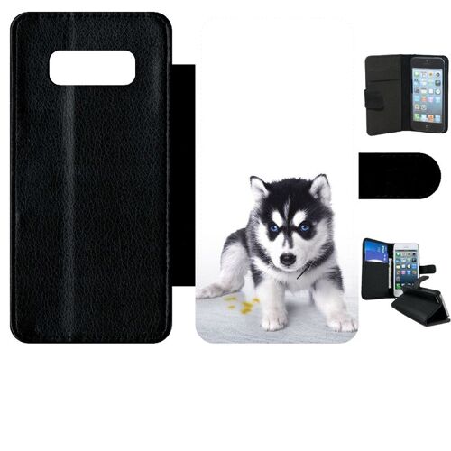 Etui A Rabat - Bebe Chien Husky - Compatible Avec Samsung Galaxy Note 8.0 - Simili-Cuir - Bord Noir