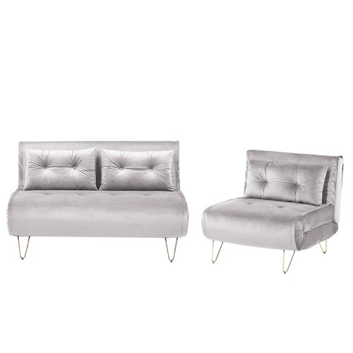 Ensemble de canapés BZ 2 + 1 places en velours gris VESTFOLD