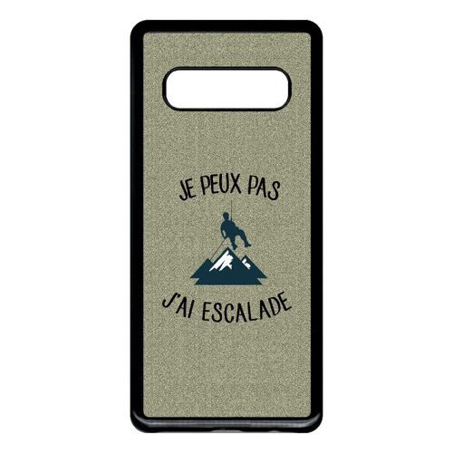 Coque pour smartphone - Je peux pas j ai escalade fond texture gris - compatible avec samsung Galaxy S10+ - Plastique - bord Noir