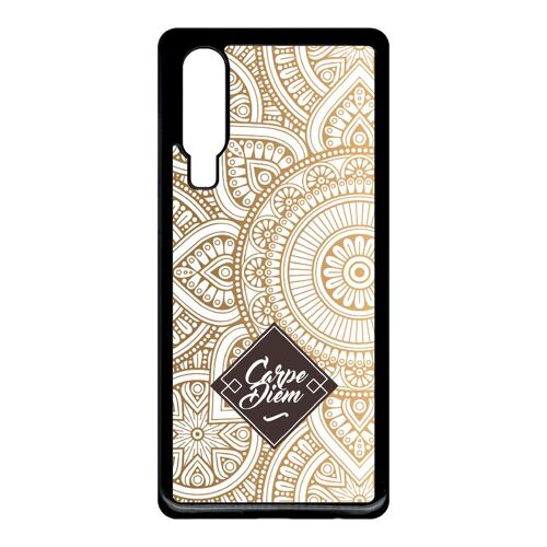 Coque pour smartphone - Carpe diem modif orient fond blanc - compatible avec huawei P30 - Plastique - bord Noir