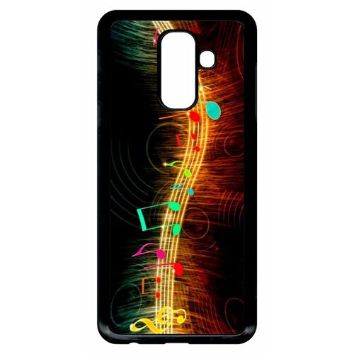 Coque Pour Smartphone - Musique Note Multicolor - Compatible Avec Samsung Galaxy A6+ (2018) - Plastique - Bord Noir