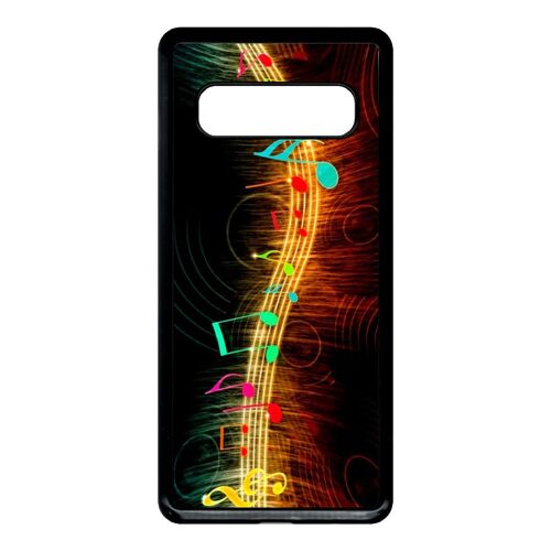 Coque Pour Smartphone - Musique Note Multicolor - Compatible Avec Samsung Galaxy S10 - Plastique - Bord Noir