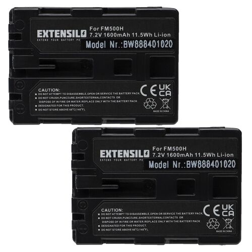 EXTENSILO 2x Batteries compatible avec Sony Alpha DSLR-A350, DSLR-A350H, DSLR-A350K appareil photo, reflex numérique (1600mAh, 7,2V, Li-ion)