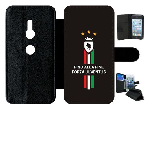 Etui A Rabat - Juventus Italie Forza - Compatible Avec Sony Xperia Xz2 - Simili-Cuir - Bord Noir
