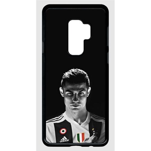 Coque pour smartphone - Ronaldo juventus foot noir et blanc - compatible avec samsung Galaxy S9+ - Plastique - bord Noir