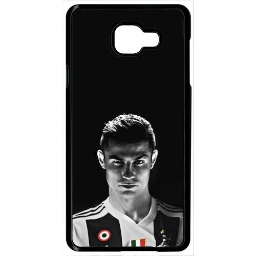 Coque Pour Smartphone - Ronaldo Juventus Foot Noir Et Blanc - Compatible Avec Samsung Galaxy A7 (2016) - Plastique - Bord Noir