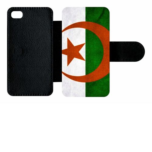 Etui A Rabat - Drapeau Algérie - Compatible Avec Apple Iphone 4s - Plastique - Bord Noir