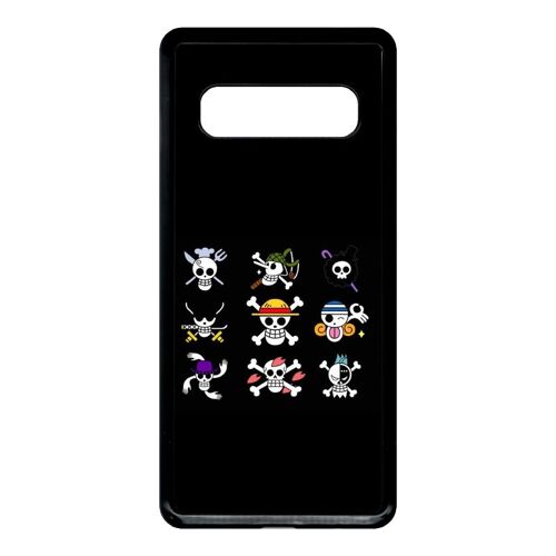 Coque Pour Smartphone - One Piece Logo Fond Noir - Compatible Avec Samsung Galaxy S10 - Plastique - Bord Noir