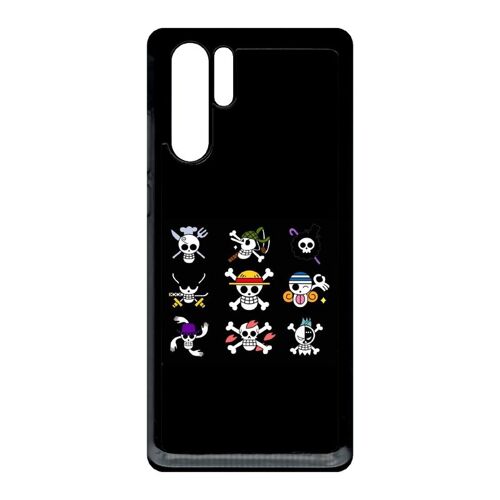 Coque Pour Smartphone - One Piece Logo Fond Noir - Compatible Avec Huawei P30 Pro - Plastique - Bord Noir