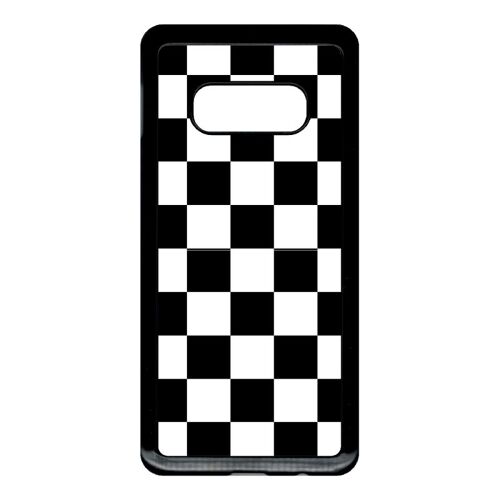 Coque pour smartphone - Carr noir et blanc damier - compatible avec samsung Galaxy S10e - Plastique - bord Noir