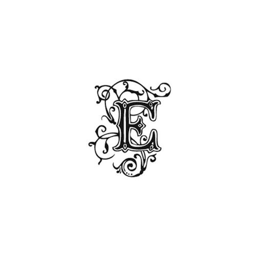 Tampon Bois Alphabet Arabesque Lettre E, 2,8 X 2,8 X 2,8 Cm