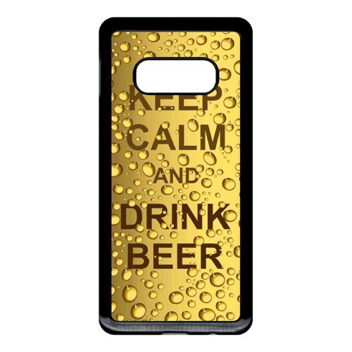 Coque Pour Smartphone - Keep Calm Biere Bulle - Compatible Avec Samsung Galaxy S10e - Plastique - Bord Noir