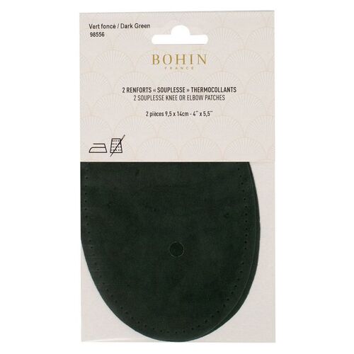 Renfort Thermocollant Suédine 2 Pcs Vert Foncé