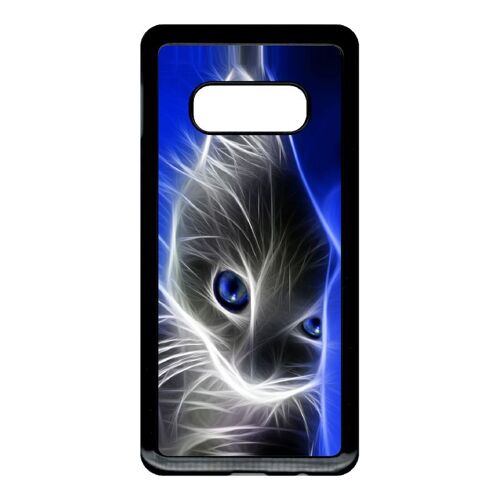 Coque pour smartphone - Chat eyes blue - compatible avec samsung Galaxy S10e - Plastique - bord Noir