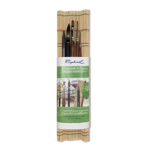 Pinceau Aquarelle Set Essentiel 5 Pinceaux + Pincelier
