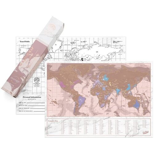 Carte Du Monde À Gratter Rose Dorée, Mappemonde 29,7x42cm - Affiche