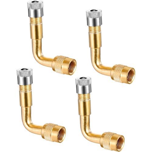 Epkh-Lot De 4 Rallonges De Tige De Valve Schrader À 90 Degrés En Laiton Pour Double Roues, Voiture, Camping-Car, Scooter, Vélos, Motos Et Remorques Argenté