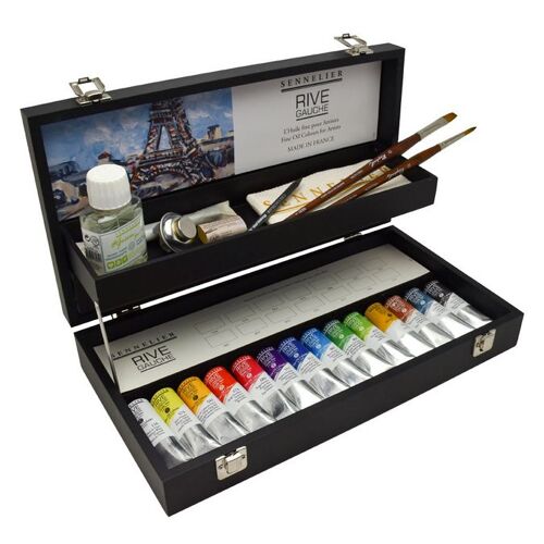 Peinture À L Huile Fine Rive Gauche Coffret Bois Noir 14 X 40 Ml