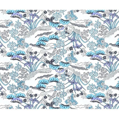 Papier Japonais 52 X 65,5 Cm 100 G Sur M² Plantes Et Fleurs Fond Blanc
