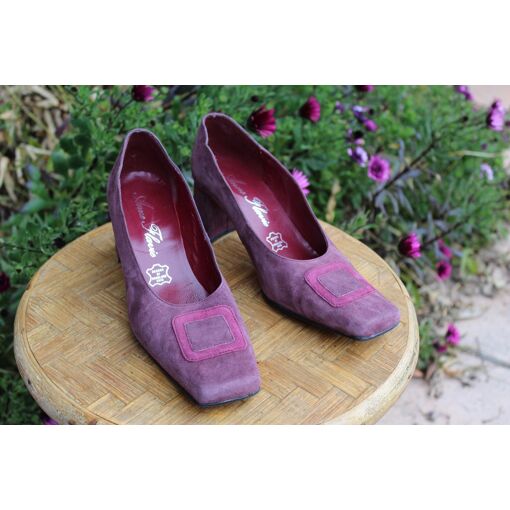 Escarpins Vintage Anne Flavie - Talons 6 Cm Cuir Velours Noir & Marron - Taille 39