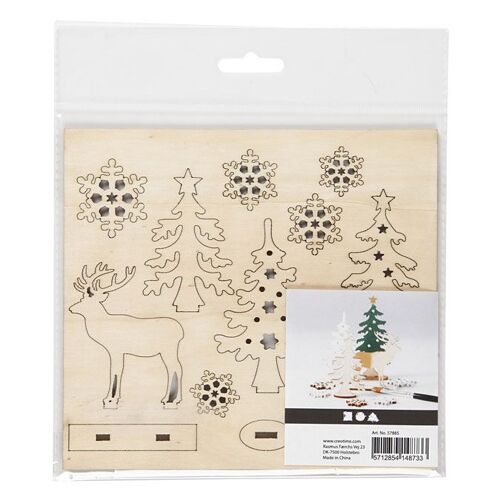 Figurine En Bois À Assembler Thème De Noël Forêt Et Cerf