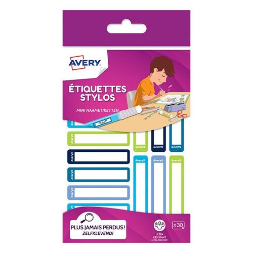 Etiquettes Pour Fournitures Scolaires 10 X 50 Mm Bleu Et Vert , 30 Pcs