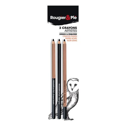Crayon Esquisse Set Pierre Noire Et Fusain 3 Pcs