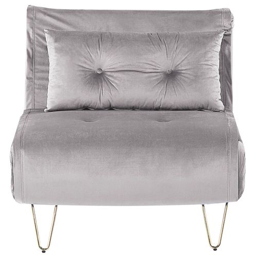 Banquette Convertible 1 Place En Velours Gris Vestfold