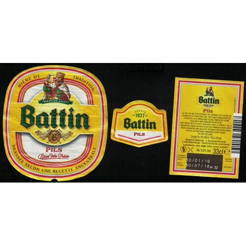 Luxembourg Lot 3 Étiquettes Bière Beer Labels Battin Pils