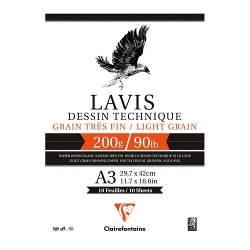 Bloc De Papier Lavis Technique 200 G Sur M² , 10 Fles